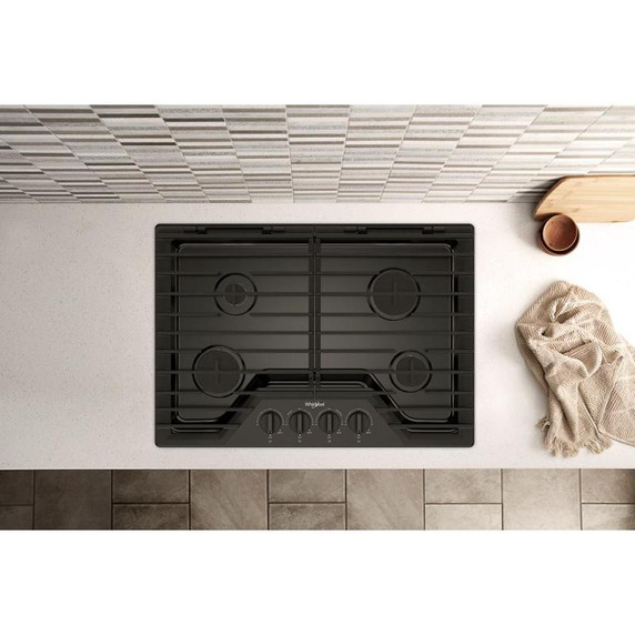 Whirlpool® 30-inch Gas Cooktop with EZ-2-Lift™ Hinged Cast-Iron Grates WCGK5030PB