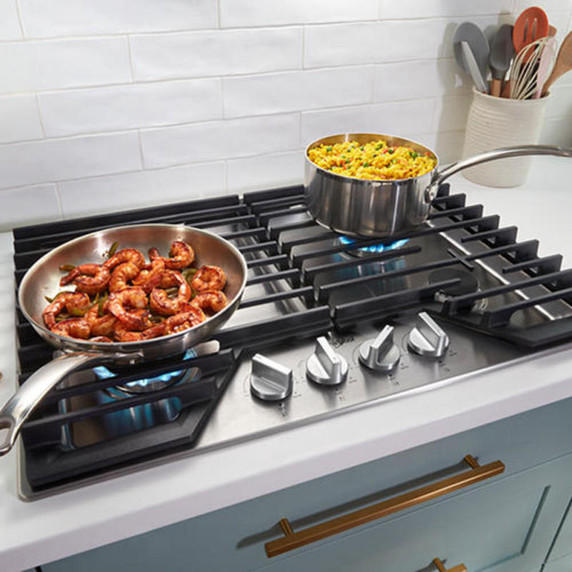Whirlpool® 30-inch Gas Cooktop with EZ-2-Lift™ Hinged Cast-Iron Grates WCGK5030PB