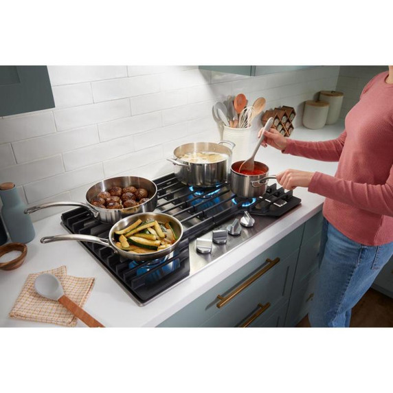 Whirlpool® 30-inch Gas Cooktop with EZ-2-Lift™ Hinged Cast-Iron Grates WCGK5030PB