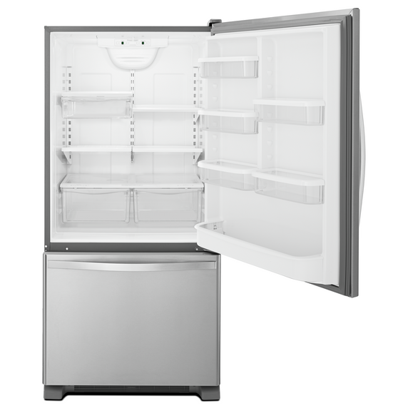 Whirlpool® 33-inches wide Bottom-Freezer Refrigerator with SpillGuard™ Glass Shelves - 22 cu. ft WRB322DMBM