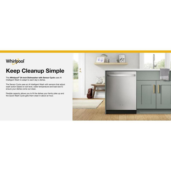 Whirlpool® 24” Stainless Steel Dishwasher with AI Intelligent Wash System - 47 dBA WDT750SAKZ