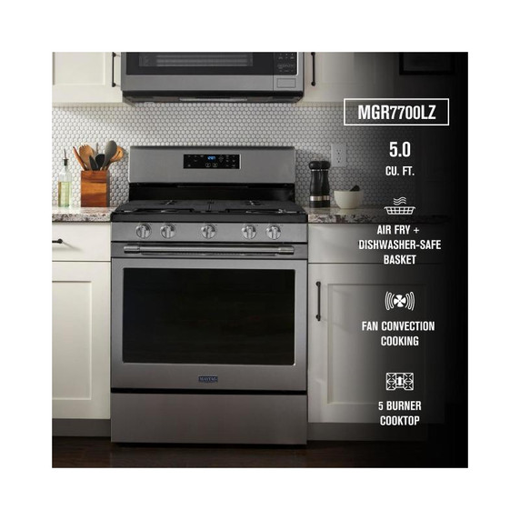Maytag® Gas Range with Air Fryer and Basket - 5.0 cu. ft. MGR7700LZ Maytag® Gas Range with Air Fryer and Basket - 5.0 cu. ft. MGR7700LZ
