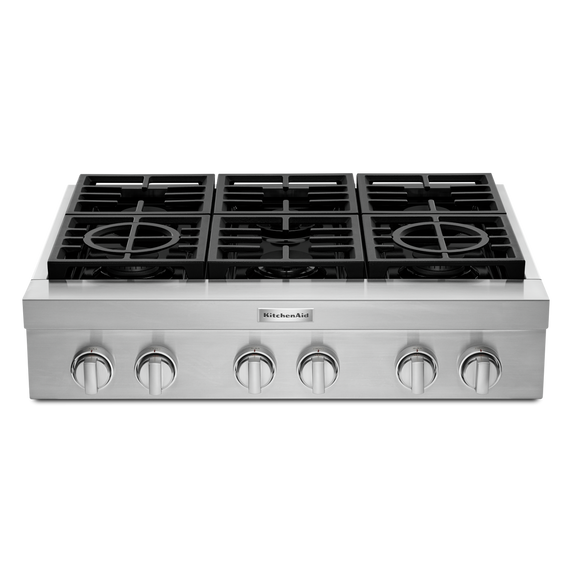 KitchenAid® 36'' 6-Burner Commercial-Style Gas Rangetop KCGC506JSS