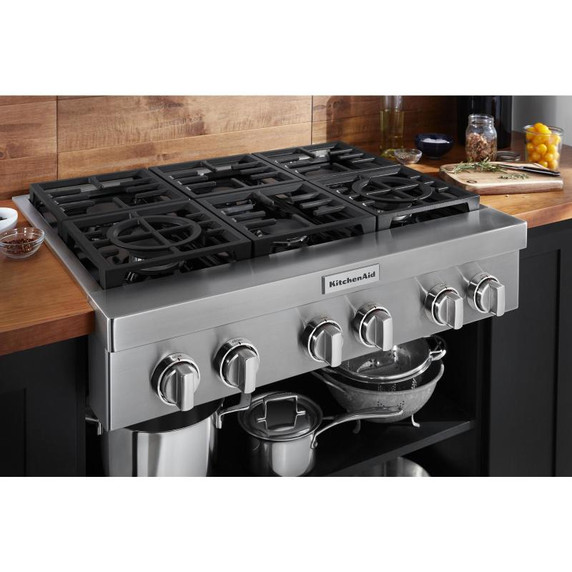 KitchenAid® 36'' 6-Burner Commercial-Style Gas Rangetop KCGC506JSS KitchenAid® 36'' 6-Burner Commercial-Style Gas Rangetop KCGC506JSS