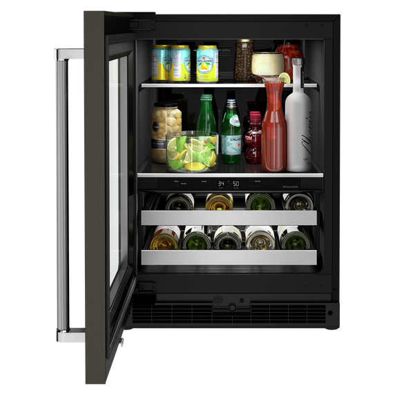 Kitchenaid® 24 Beverage Center with Glass Door and Metal-Front Racks and PrintShield™ Finish KUBL314KBS