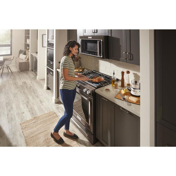 Kitchenaid® 30-Inch 5-Burner Gas Slide-In Convection Range KSGG700EBS