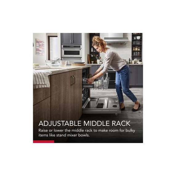 Kitchenaid® 44 dBA Dishwasher in PrintShield™ Finish with 360° Max Jets™ Third Rack KDTM404KBS