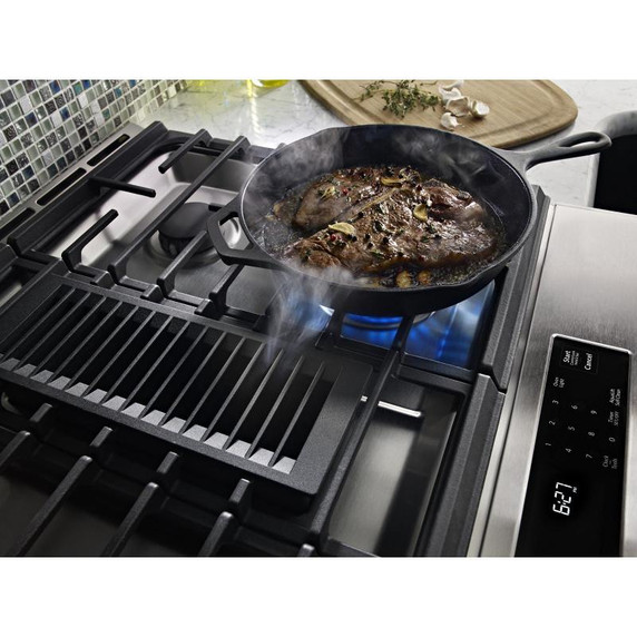 Kitchenaid® 30-Inch 4-Burner Dual Fuel Downdraft Front Control Range KSDG950ESS