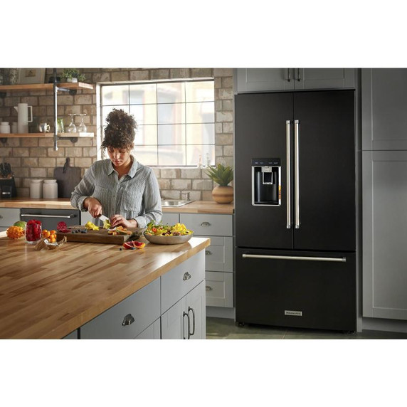 Kitchenaid® 23.8 cu. ft. 36" Counter-Depth French Door Platinum Interior Refrigerator with PrintShield™ Finish KRFC704FBS