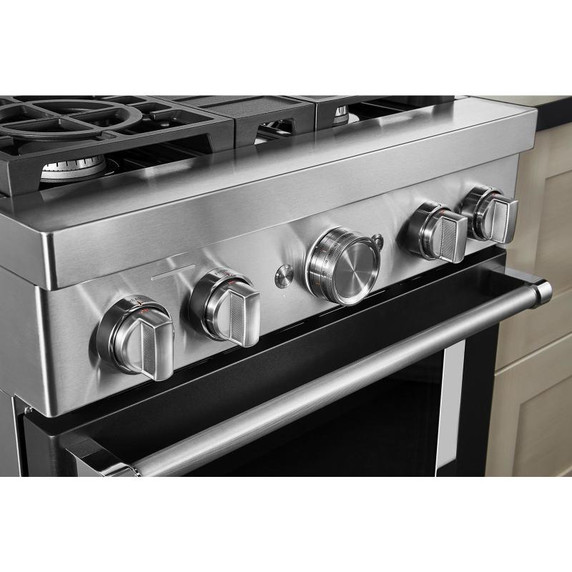 KitchenAid® 30'' Smart Commercial-Style Dual Fuel Range with 4 Burners KFDC500JBK