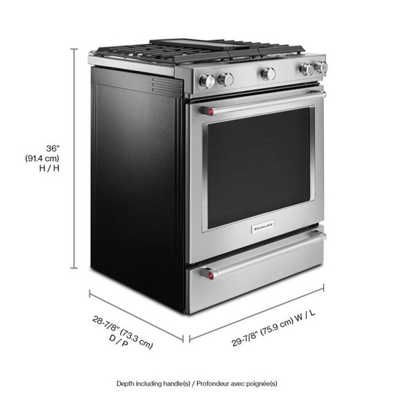 KitchenAid® 30-Inch 5-Burner Dual Fuel Convection  Front Control Range with Baking Drawer YKSDB900ESS
