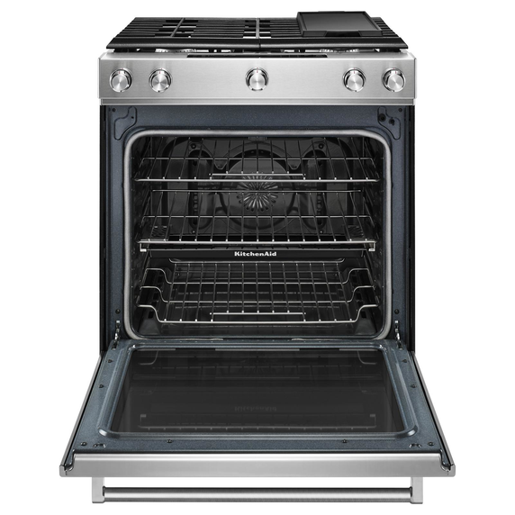 Kitchenaid® 30-Inch 5-Burner Gas Slide-In Convection Range KSGG700ESS