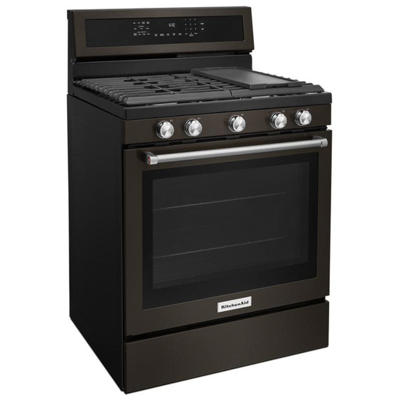 Kitchenaid® 30-Inch 5-Burner Gas Convection Range KFGG500EBS