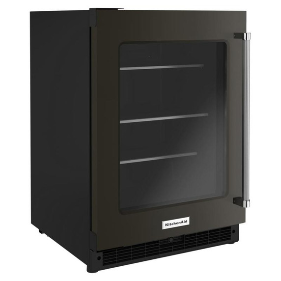 Kitchenaid® 24" Undercounter Refrigerator with Glass Door and Shelves with Metallic Accentsand with PrintShield™ Finish KURL314KBS