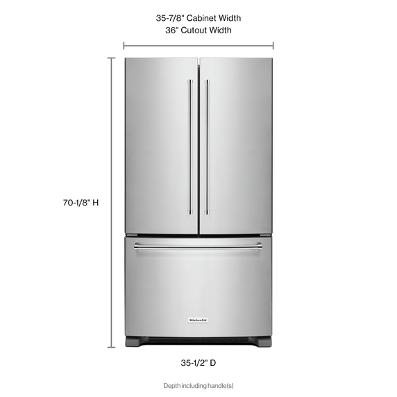 Kitchenaid® 25 Cu. Ft. 36-Width Standard Depth French Door Refrigerator with Interior Dispense KRFF305ESS