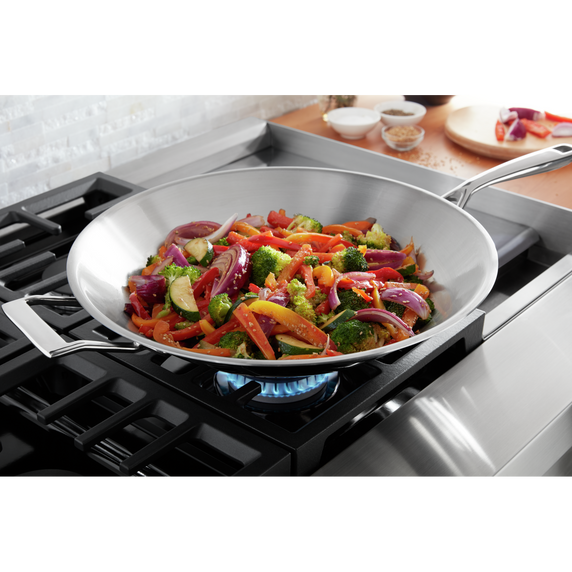 KitchenAid® 48'' Smart Commercial-Style Dual Fuel Range with Griddle KFDC558JMB