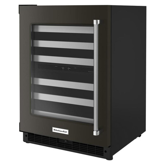 Kitchenaid® 24" Undercounter Wine Cellar with Glass Door and Metal-Front Racks KUWL314KBS