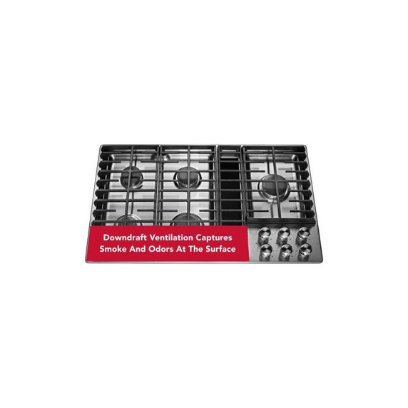 Kitchenaid® 36" 5 Burner Gas Downdraft Cooktop KCGD506GSS