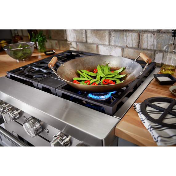 KitchenAid® 30'' Smart Commercial-Style Gas Range with 4 Burners KFGC500JSS