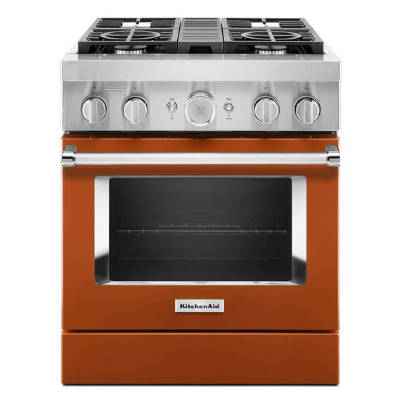 KitchenAid® 30'' Smart Commercial-Style Dual Fuel Range with 4 Burners KFDC500JSC