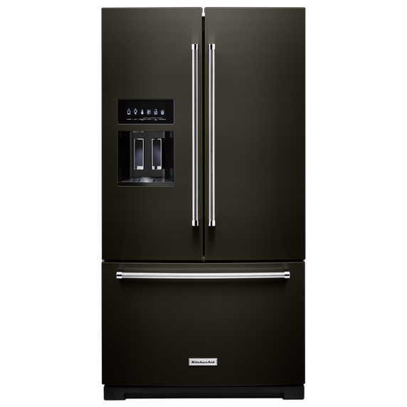 Kitchenaid® 26.8 Cu. Ft. Standard-Depth French Door Refrigerator with Exterior Ice and Water Dispenser KRFF577KBS