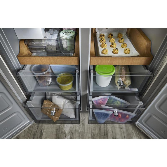 Kitchenaid® 19.4 cu. ft. 36-inch wide Counter-Depth 4-Door Refrigerator with PrintShield™ Finish KRQC506MPS