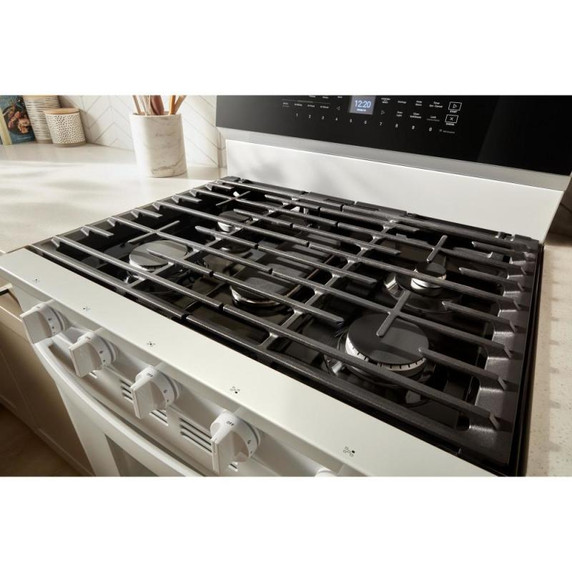 Whirlpool® 30-inch Smart Gas Range with True Convection, Steam/Self Cleaning, Rapid Preheat 5.3 CuFt Capacity WFGS7530RW