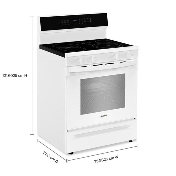 Whirlpool® 30-inch Smart Electric Range with  True Convection, No Preheat Air Fry, WipeClean™ Coating, Steam/Self Cleaning, Rapid Preheat 5.3 CuFt Capacity YWFES7530RW