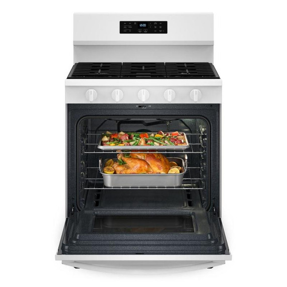 Whirlpool® 30-inch Gas Range with Air Fry and Air Baking, Self Cleaning, Rapid Preheat 5.0 CuFt Capacity WFGS5030RW
