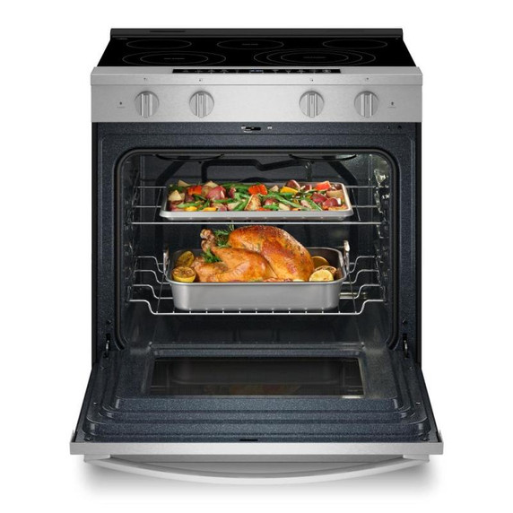Whirlpool® 30-inch Smart Slide in Electric Range with True Convection, No Preheat Air Fry, WipeClean™ Coating, Steam/Self Clean and High Speed Preheat YWSES7530RZ
