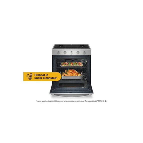 Whirlpool® 30-inch Smart Slide In Gas Range with Air Cooking Technology, No Preheat Air Fry, Steam/Self Clean and High Speed Preheat WSGS7530RZ