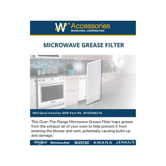 Over-The-Range Microwave Grease Filter W10208631A