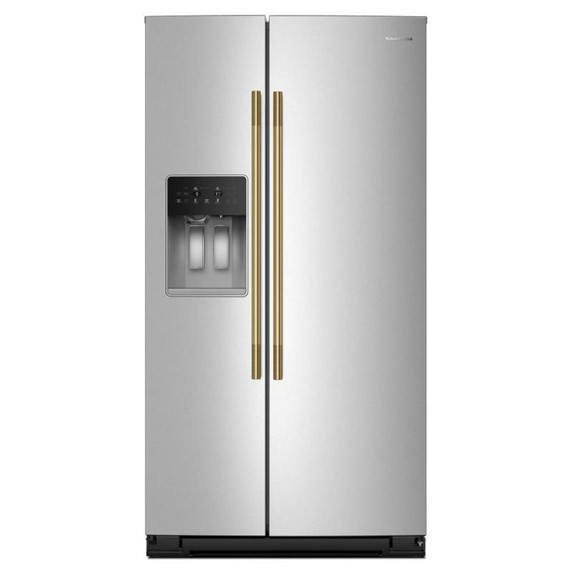 Kitchenaid® 20.8 Cu. Ft. Counter-Depth Side-by-Side Refrigerator with Exterior Ice and Water Dispenser in PrintShield™ Finish KRSC536RPS