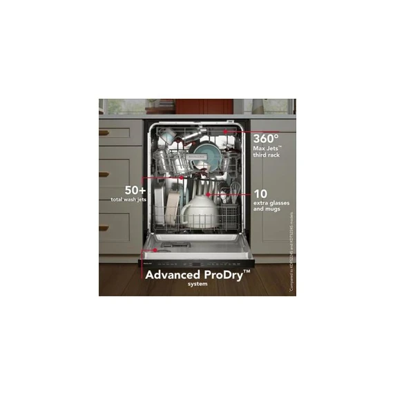 Kitchenaid® 360° Max Jets™ Third Rack Dishwasher with Advanced ProDry™ System, 44 dBA KDTS624SJP