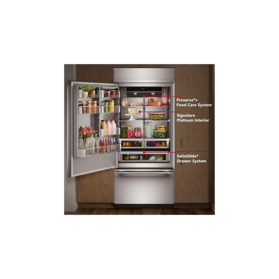 Kitchenaid® 20.8 Cu. Ft. 36" Built-In Bottom Mount Refrigerator with Platinum Interior KBBL336SPS