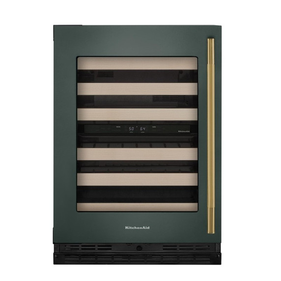 Kitchenaid® 24" Undercounter Wine Cellar with Full-Extension Wood-Front Racks KUWL524SJP