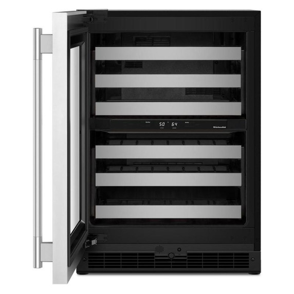 Kitchenaid® 24" Undercounter Wine Cellar with Full-Extension Metal-Front Racks KUWL324SSB