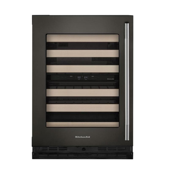 Kitchenaid® 24" Undercounter Wine Cellar with Full-Extension Wood-Front Racks KUWL524SBE