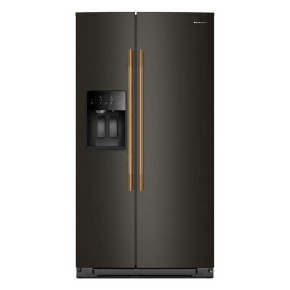 Kitchenaid® 20.8 Cu. Ft. Counter-Depth Side-by-Side Refrigerator with Exterior Ice and Water Dispenser in Black Ore KRSC536RBE
