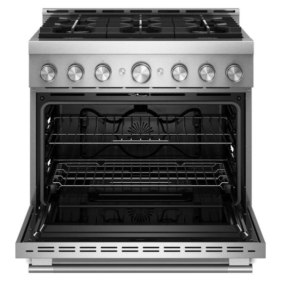 KitchenAid® 36-Inch 6 Burner Commercial-Style Gas Range with No Preheat Air Fry Mode KFGS936SSS