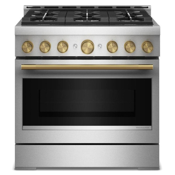 KitchenAid® 36-Inch 6 Burner Commercial-Style Gas Range with No Preheat Air Fry Mode KFGS936SSS