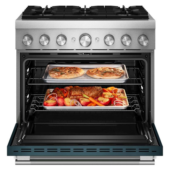 Kitchenaid® 36-Inch 6 Burner Commercial-Style Dual Fuel Range with No Preheat Air Fry Mode KFDS936SAG