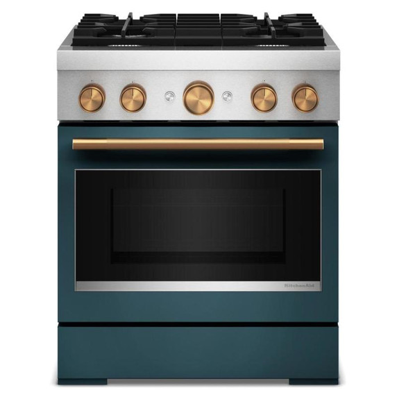 Kitchenaid® 30-Inch 4 Burner Commercial-Style Dual Fuel Range with No Preheat Air Fry Mode KFDS930SAG