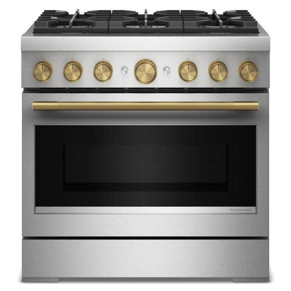 KitchenAid® 36-Inch 6 Burner Commercial-Style Dual Fuel Range with No Preheat Air Fry Mode KFDS936SSS