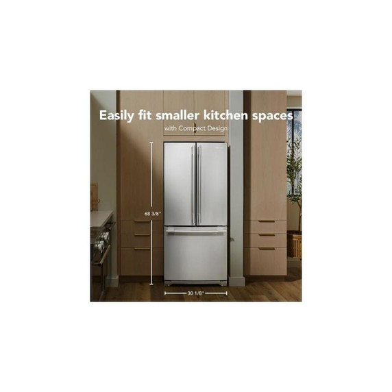 Kitchenaid® 20 cu. Ft. 30-Inch Width Standard Depth French Door Refrigerator with PrintShield® Finish and Interior Dispense KRFF330SPS