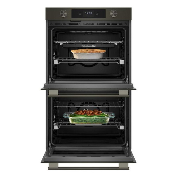 Kitchenaid® 30-inch Smart Electric Double Wall Oven with Intelligent Cooking Camera - Black Ore KOED930SBE
