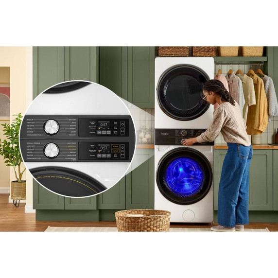 Whirlpool® Smart ENERGY STAR® Front Load Laundry Tower 5.2 cu. ft. Washer & 7.4 cu. ft. Electric Dryer with UV Clean Technology and FreshFlow™ Vent System YWEF5727TW