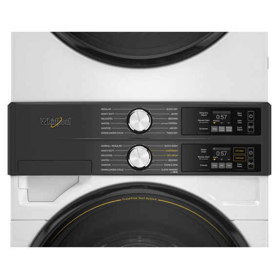 Whirlpool® Smart ENERGY STAR® Front Load Laundry Tower with FreshFlowTM Vent System and UV Clean Technology 5.2 cu. ft. I.E.C. Washer & 7.4 cu. ft. Gas Dryer WGF5727TW