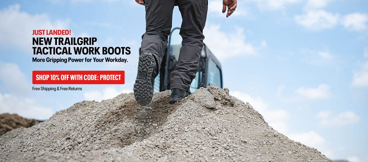 Just landed! New Trailgrip Tactical Work Boots. More gripping power for your workday. Shop 10% Off with code PROTECT. Free shipping and free returns.