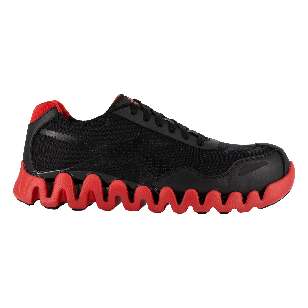 Reebok Men's Zig Pulse Work Shoes, Black/Red, 7 W